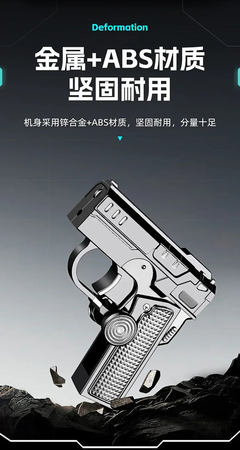 Multi Functional Folding Dual Form Decompression Gyro Gun Shaped Lighter with Creative Deformation and Windproof Red Flame