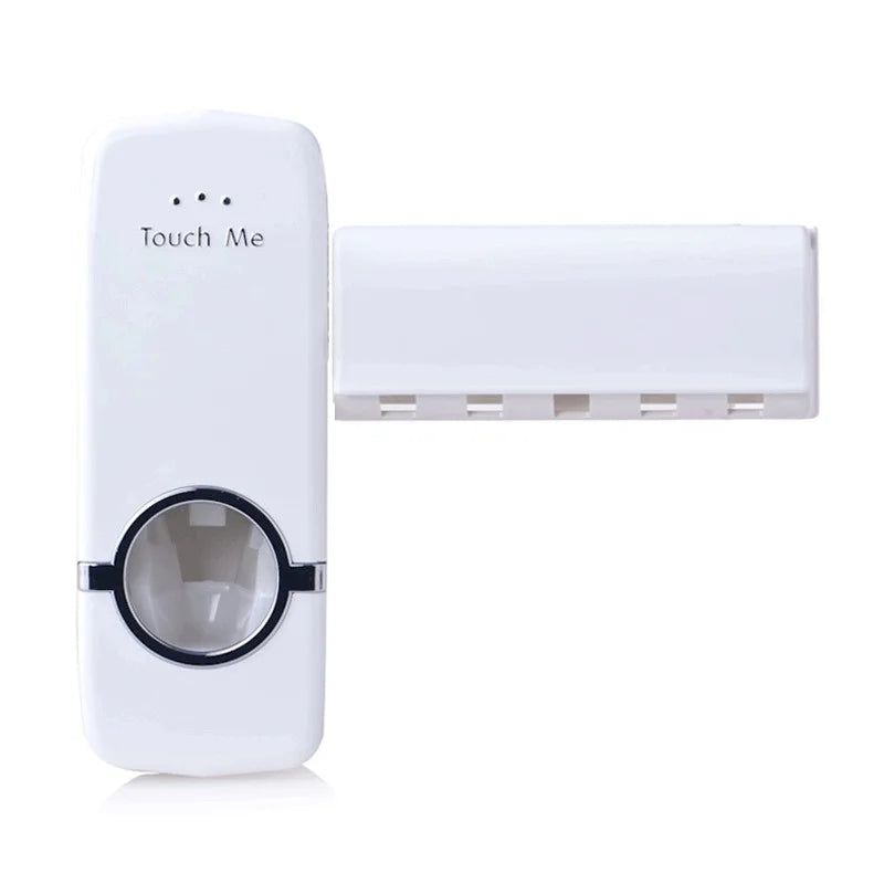 Home Family Automatic Auto Toothpaste Dispenser and 5 Toothbrush Holder Set Wall Mount Stand Toothpaste Squeezer