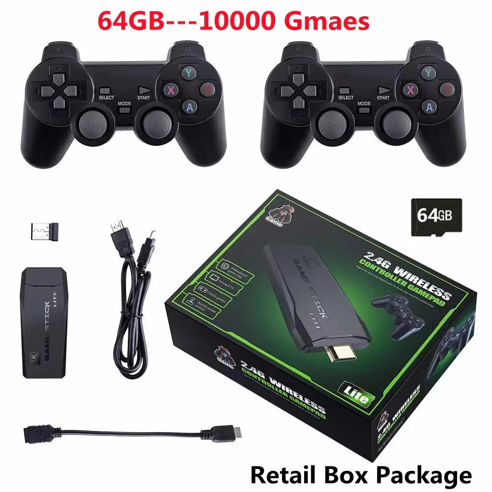 Video Game Sticks M8 Console 2.4G Dual Wireless Controller Game Stick 4K 10000 Games 64GB Retro Game for PS1 Christmas