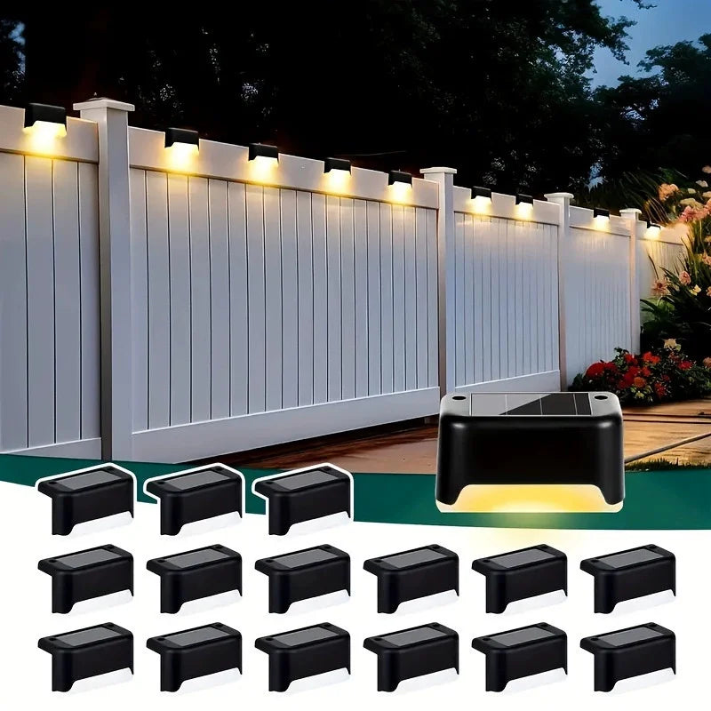 4PCS Solar Deck Light Outdoor Waterproof Solar Power Garden Lamps for Railing Stairs Step Fence Yard Patio Pathway