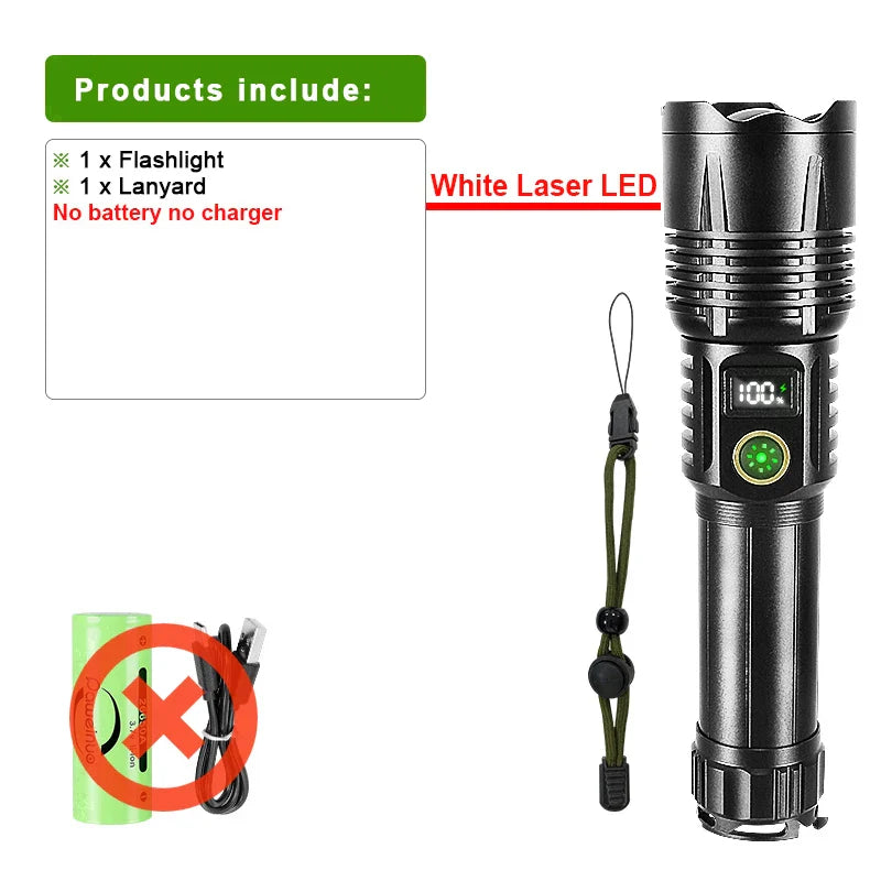 P90 800W High Power LED Flashlight 3000M Long Range Torch Outdoor Tactical Ultra Powerful LED Flashlights Zoomable Camping Hand Lamp