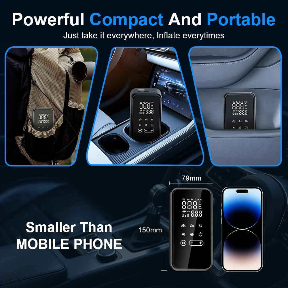 YIJU Touch Screen Wireless Air Pump Touch Portable Electric Tire Inflator For Car Bicycle Motorcycle Air Compressor Injector