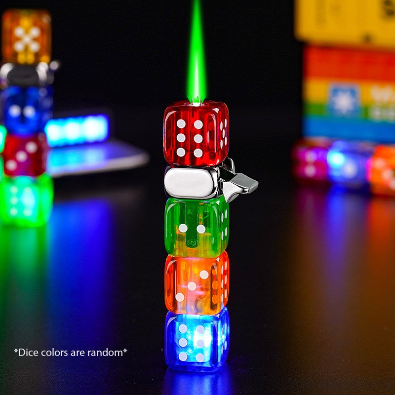 Luminous dice rotating decompression windproof lighter inflatable creative sieve funny boyfriend gift